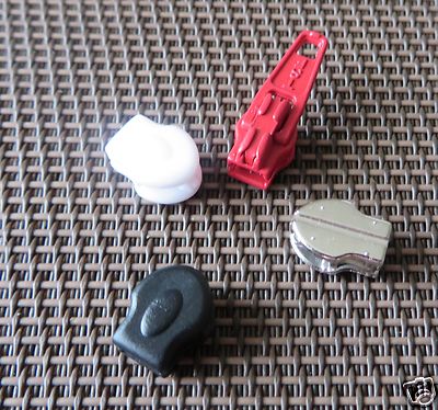 Schieber Zipper f. Endlos-RV 4,2mm Weiß Schwarz Rot Metall 6 St. (p/St.  0,20) 