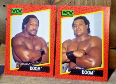 1991 Impel WCW 149 + 150 Doom Ron Simmons and Butch Reed wrestling ...