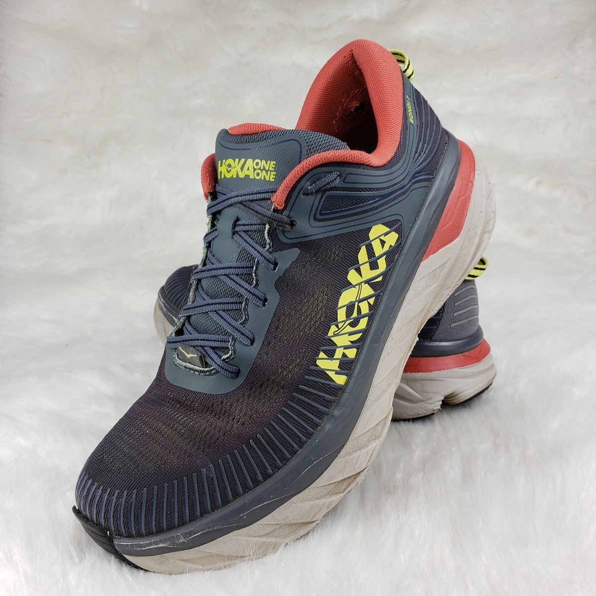 HOKA ONE ONE 'Bondi 7' Gray Orange Running Shoes Mens Size US 11.5