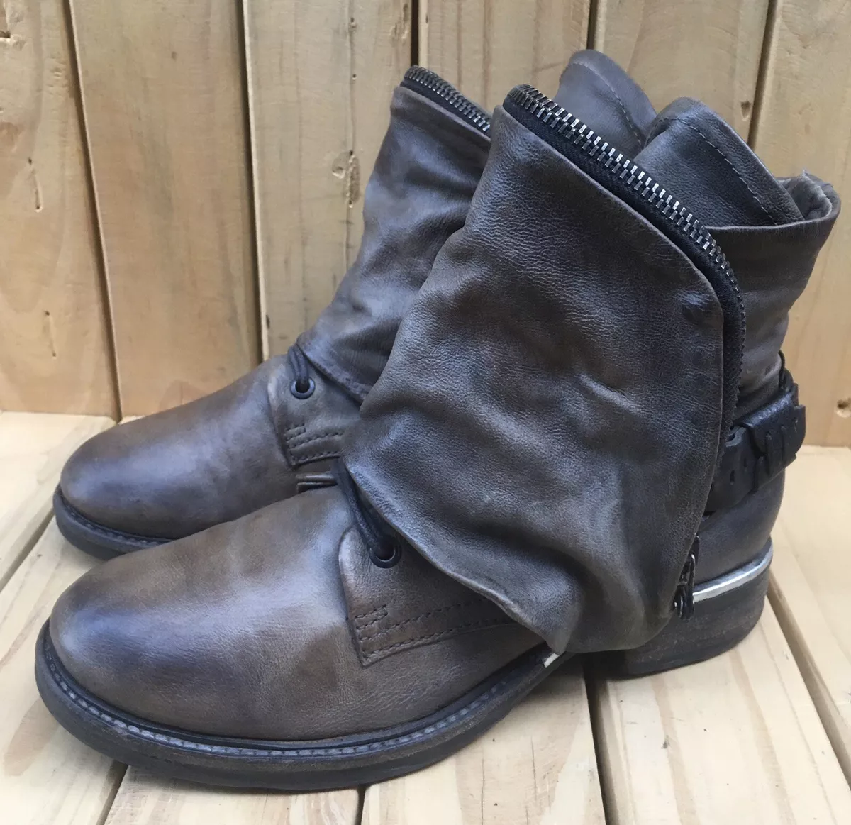 A.S 98 Women s Pull Up Brown Gray Boho Boots Size EUR 38 Uk 5 USA 8