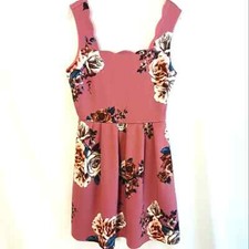 Max & Rhiley Mini Dress Sz M Mauve Floral ROSES Fit & Flare Sleeveless Nordstrom