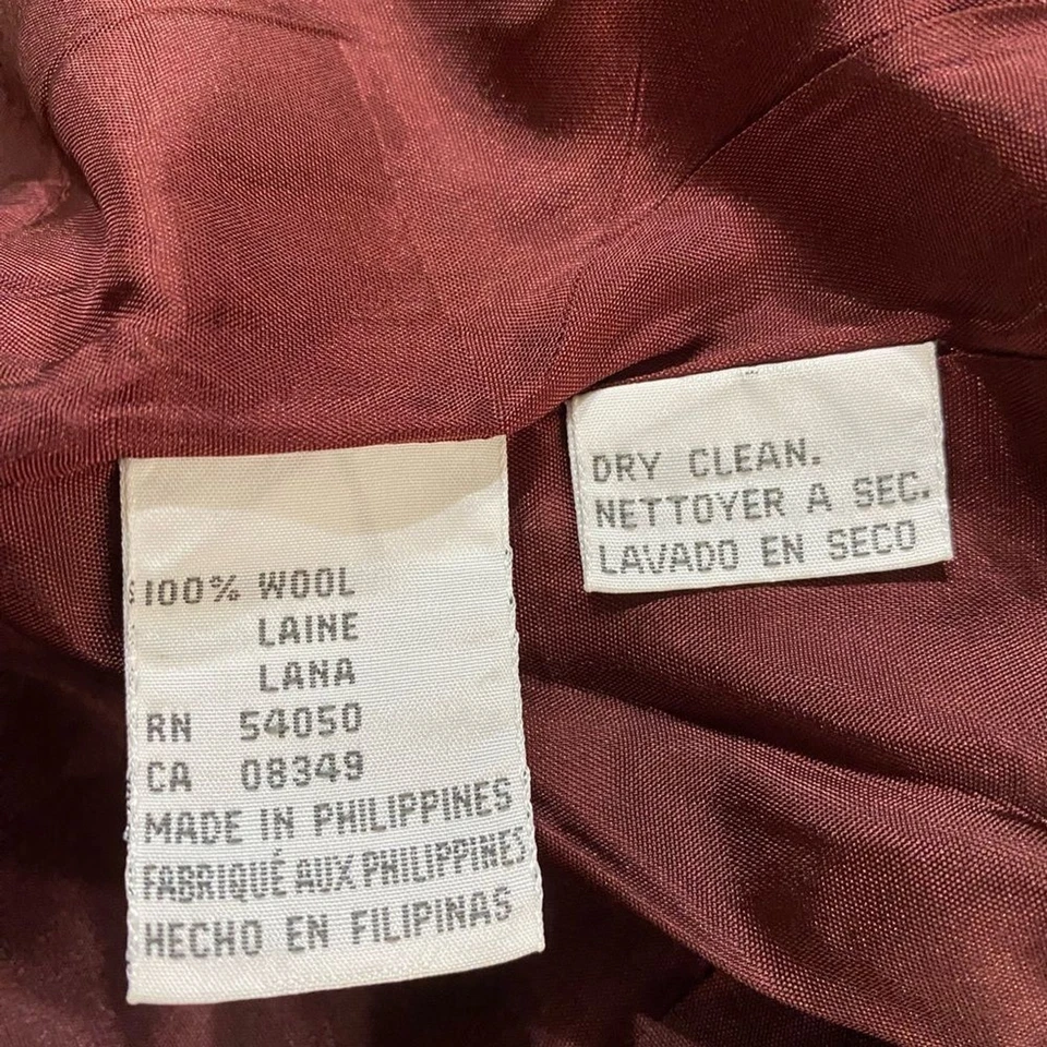 Traje Falda Jones Wear 100% Lana Borgoña Talla 12 Foto 3 de 4