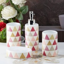 Ceramic Modern Soap Dispenser and Bathroom Accessories Set, for Home, 4 Pcs,