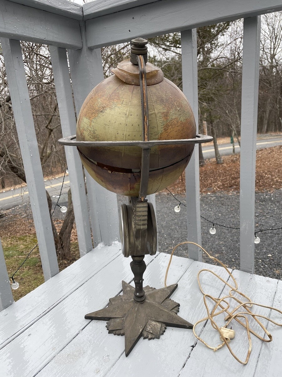 JUNK! ディスプレイに US Vintage TELECHRON 置き時計 RARE Antique Vintage Art Deco Uniclok Telechron Globe Lamp