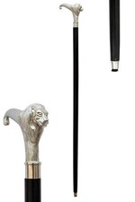 Brass Nautical Wooden Walking Stick Cane Lion Head Handle Chrome Finish 36" Gift