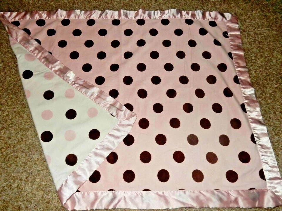 Manta de bebé 7D Lambs & Ivy Dot clásica rosa marrón terciopelo satinado polar Foto 4 de 4