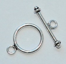 32018 - RING-STAB / KNEBEL VERSCHLUSS 925 SILBER, GESCHWÄRZT