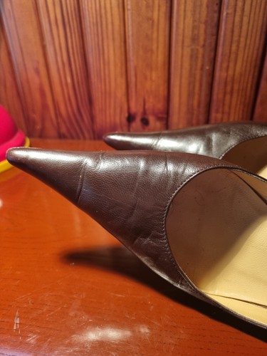 CHIARINI BOLOGNA BROWN LEATHER KITTEN HEELS-5CM S 37 INSOLES-25 CM MADE IN ITALY - Picture 8 of 11