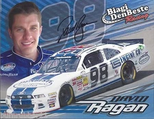 SIGNED 2014 DAVID RAGAN "CARROLL SHELBY ENGINE CO" #98 NASCAR NWIDE POSTCARD