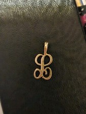 14K SOLID YELLOW GOLD LETTER " L " SCRIPT INITIAL PENDANT CHARM