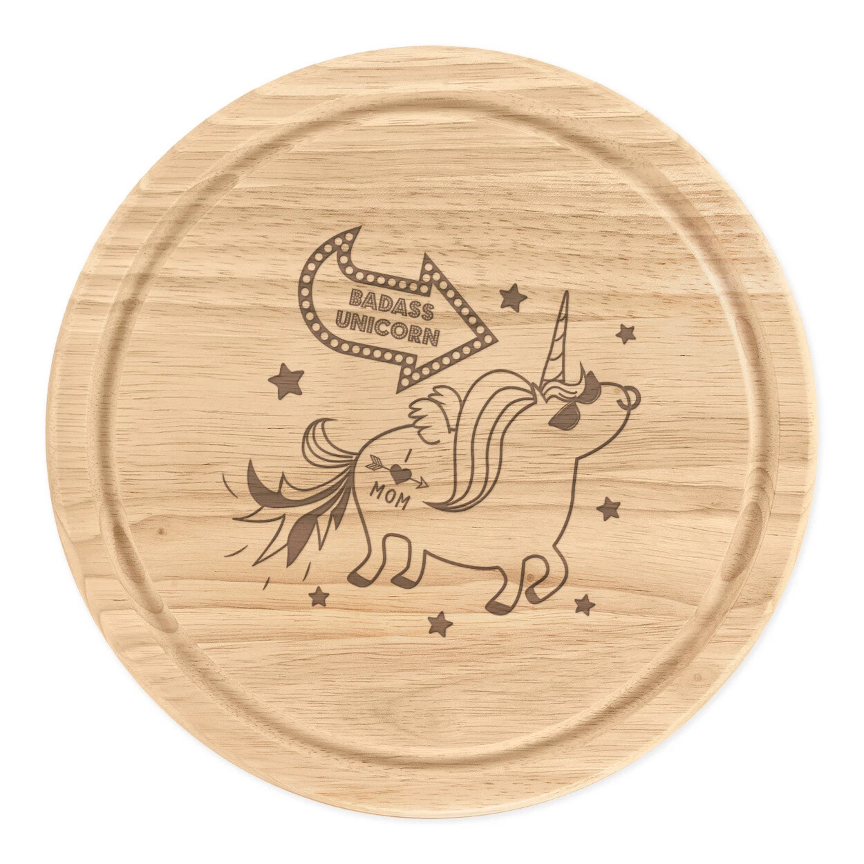 Badass Unicorn Round Chopping Cheese Board Funny