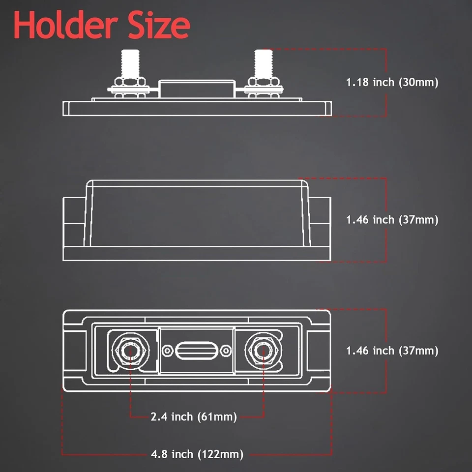 Paquete de 3 bloque portafusibles ANL de 300 amperios calibre 0/2/4/8 AWG audio para automóvil 300A 1/0 cero G Foto 2 de 4