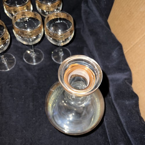 Vintage Mid Century Culver Hollywood Regency 22kt Wine Decanter And Six Glasses - Picture 14 of 19