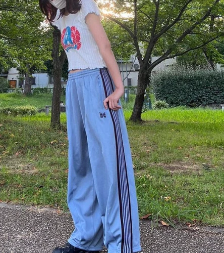 New Needles Butterfly embroidery Straight-leg fat pants Casual sports Wide-leg! - Picture 19 of 32