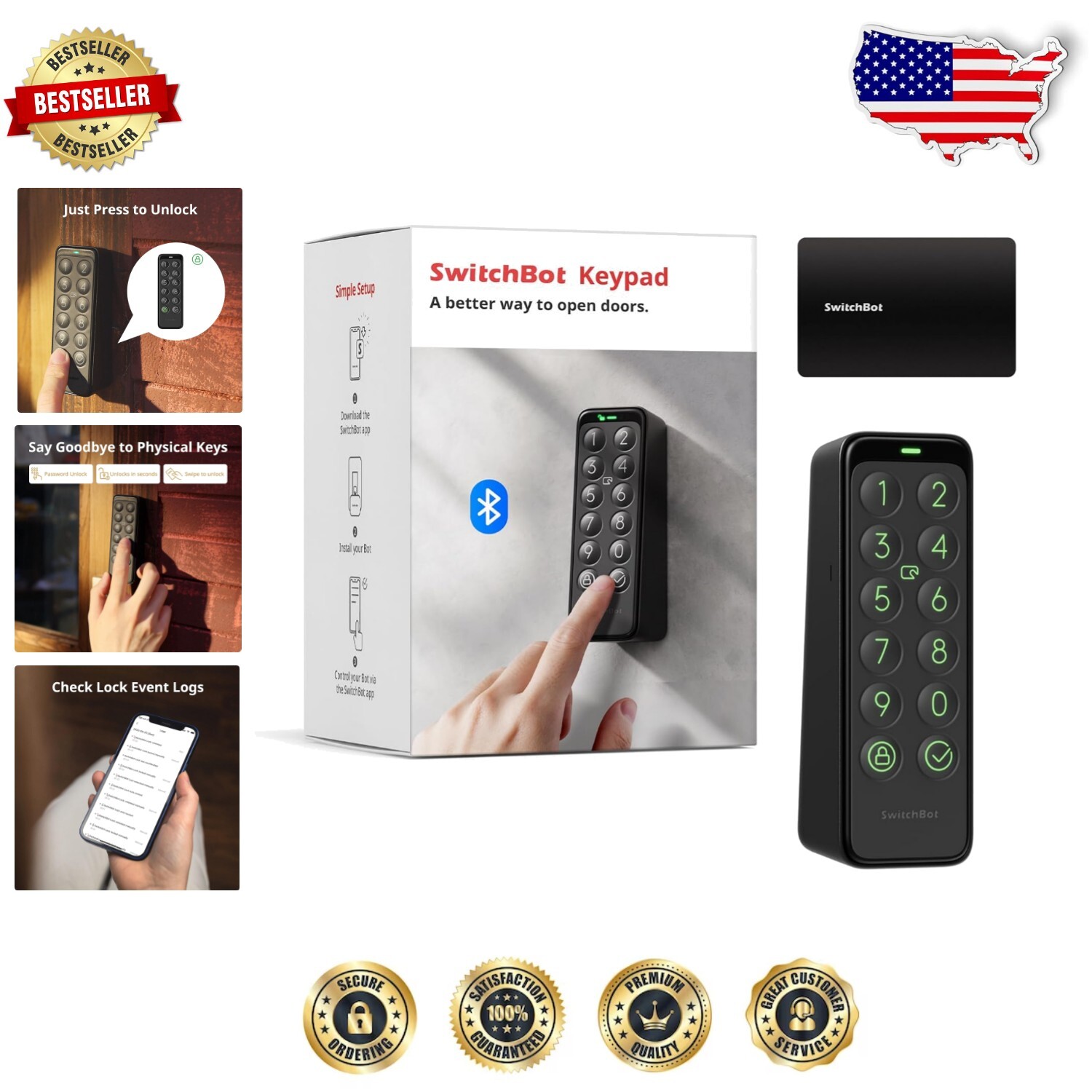 Smart Bluetooth Keypad for Keyless Entry with Alarm & Alerts