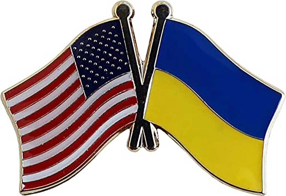 Pack of 50 USA / Ukraine Flag Bike Motorcycle Hat Cap Lapel Pin HP6226