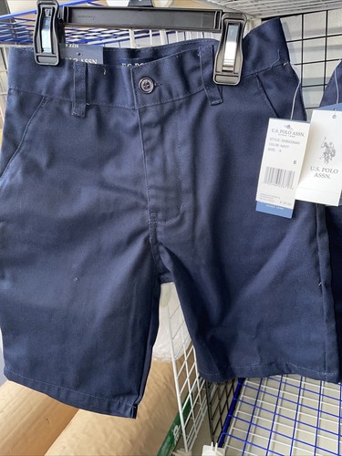 Lot Of 2 US polo assn uniform shorts Unisex size 6 navy blue brand new Tag - Picture 2 of 8