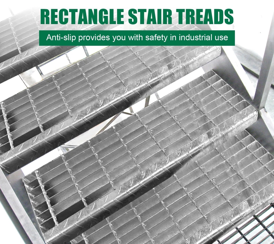 Banda de rodadura de escalera de acero galvanizado - 31,5 x 9,4 pulgadas barra de metal rejilla banda de rodadura de escalera, escalera S... Foto 2 de 4