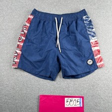 Ron Jon Surf Shop Swim Shorts Small S Lined Navy Blye Red Surf Beach Draw String