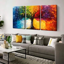 Tree Art Pictures for Wall in Living Room - Colorful Canvas Wall Art for Bedr...