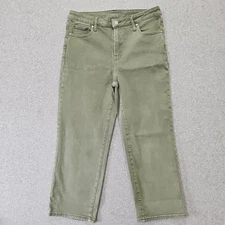 Chico Jeans Women's High-Rise Straight Leg Crop Denim Sz US 10 Chicos 1.5 Green