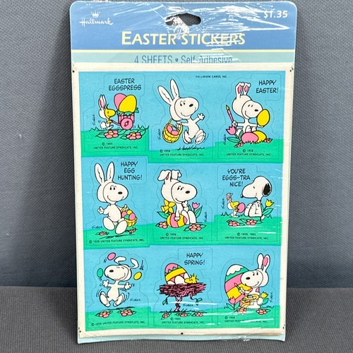 Hallmark Peanuts Snoopy Easter Stickers 4 Sheets New Sealed USA Bunny Eggs Retro