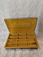 Vintage MELE Abstract Gold Swirl Hard Tortoise Shell Jewelry Box Travel Case MCM