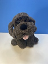 Russ DROOPY Puppy Dog chocolate Brown Plush Stuffed Toy 14  Pink Tongue RARE HTF