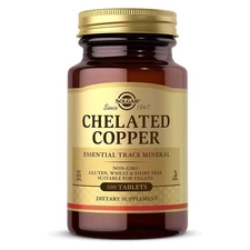 Solgar Chelated Copper 100 Tablets Expires 11/2028