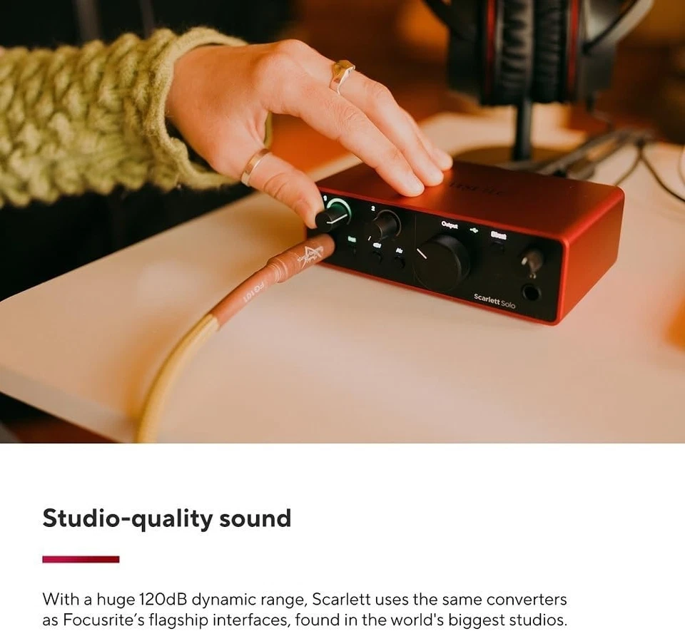 Focusrite Scarlett Solo 4th Gen USB Audio Interface, for the Guitarist,... - Image 4 of 4