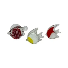 Art Glass Angel Fish Figurine Paperweight Hand Blown LOT OF 3 Nautical Beach