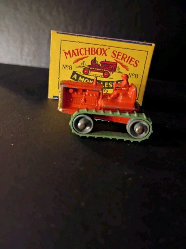 Matchbox #8A7  Caterpillar Tractor Rare Orange 1955 In  Crisp Original B2 Box - Image 3 of 4