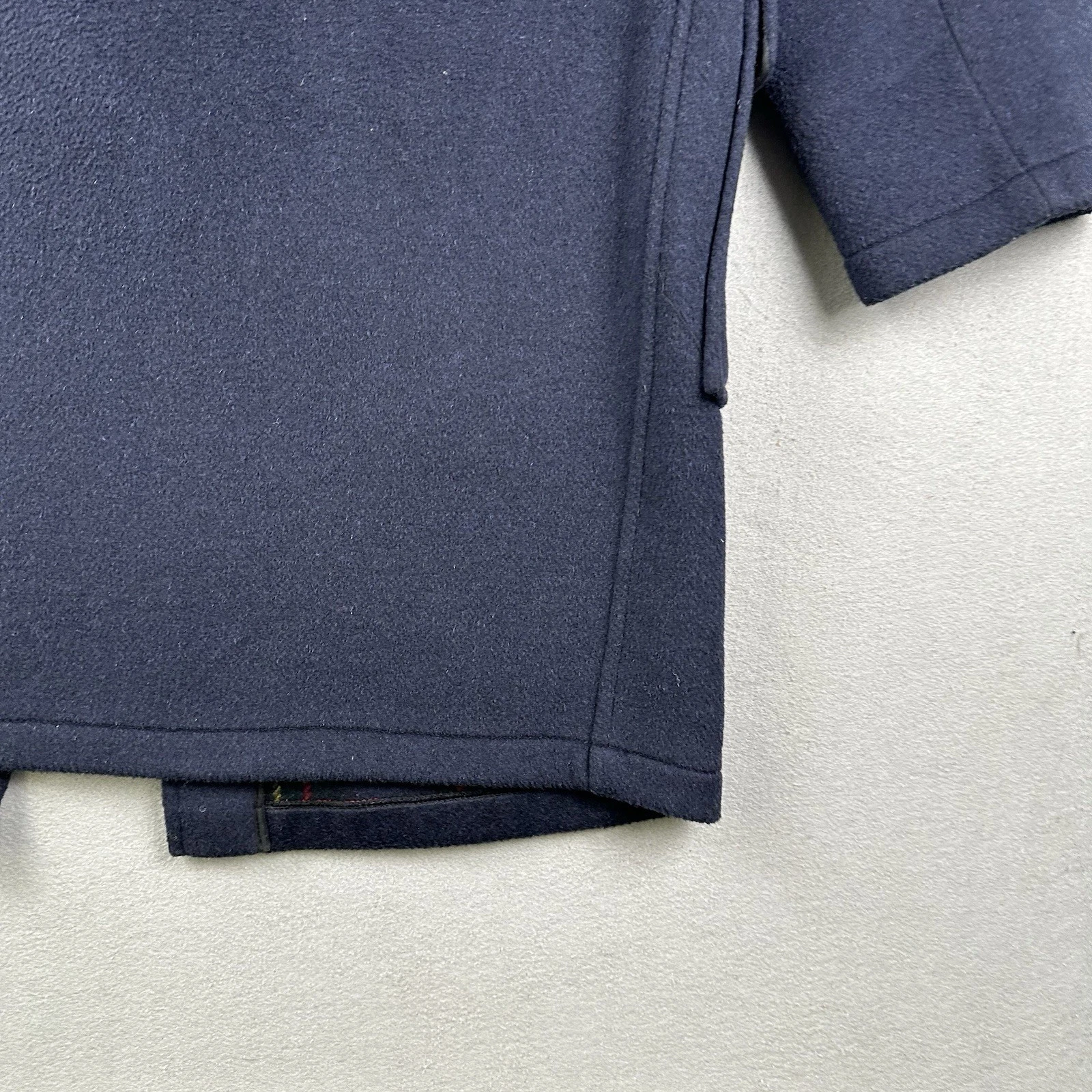 Gloverall Duffle Coat Men’s Small Navy Blue Wool Toggle Hooded Tartan England - product detail image 19