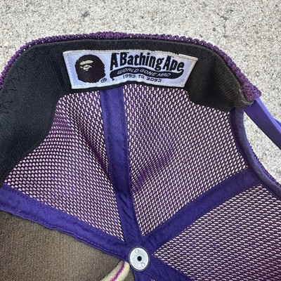 Vintage A Bathing Ape Bape Purple Camo Trucker Hat Made In Japan