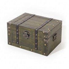 Vintage Wooden Chest with Lock Tabletop for Dresser