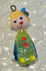 Vintage Hand Blown Art Glass Girl Figurine Dangle Metal ORNAMENT Murano Italy