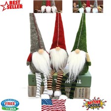 Enchanting Set of 3 Long-Legged Gnome Ornaments for Whimsical Christmas Decor