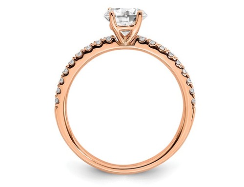 1/2 Carat (ctw Color SI1-SI2, G-H-I) Lab Grown Diamond Ring 14K Rose Gold - 第 3/5 張圖片