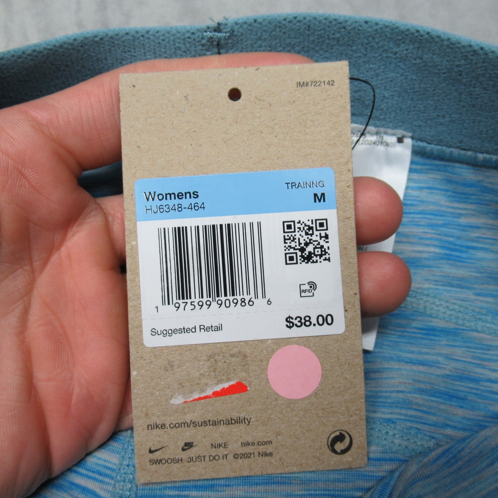 Nike Pro Shorts Womens Medium Blue Space Dye 3" Dri-Fit Compression Gym $38 NEW thumbnail 3