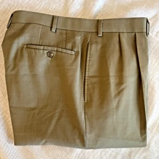 Lauren Ralph Lauren Dress Pants Mens 38x30 Tan Wool Cuffed Pleated Slash Pockets