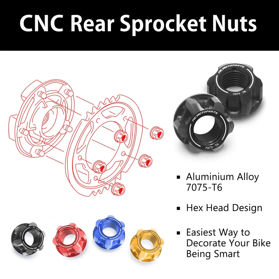 Tuercas de piñón traseras doradas CNC Racing para Triumph Adventurer 900 96-01 00 99 98 97 Foto 3 de 4