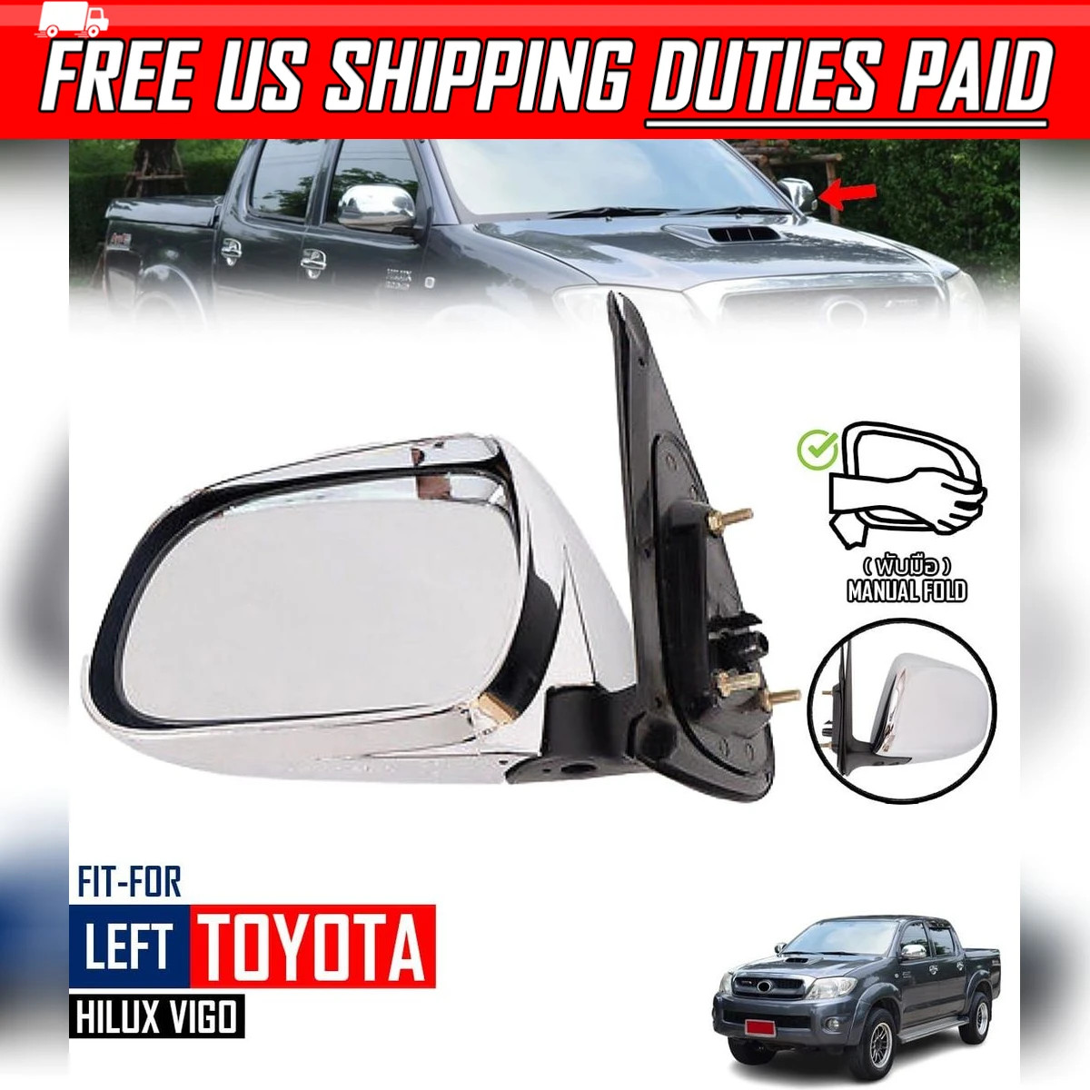 For 04-14 Toyota Hilux 7Th Gen Vigo Mk6 SR5 Door Wing Mirror