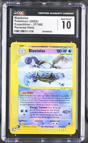 CGC 10 Pokémon English Blastoise 4/165 2002 Expedition Rare Reverse Holo