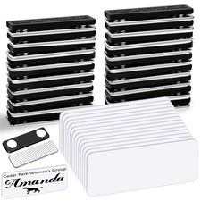 Magnetic Name Tags, 20-Pack Engravable Badge with 1" X 3", White