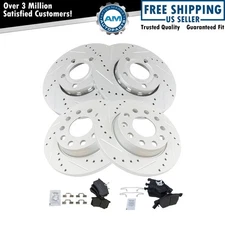 Front & Rear Metallic Brake Pad & Performance Drilled Slotted Rotor Kit