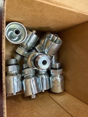 Lot of 10 Parker Crimp Hydraulic Fitting 1/2'' ORB Male for 3/8'' Hose 10543-8-6