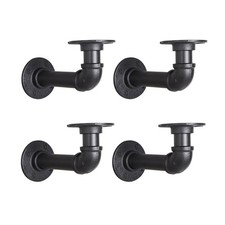 Industrial L Pipe Shelf Brackets for 8-16 in Depth Wood Heavy-Duty 3/4" Iron,...