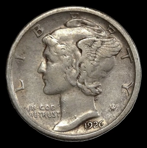 1926-S MERCURY DIME San FranciscoMint SLIVER COIN in FINE CONDITION Key Date