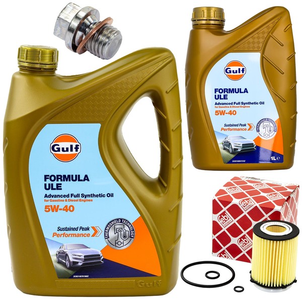 MotoröL Filter Set Gulf Formula ULE 5W-40 6 Liter + Schraube FüR Mercedes A207-image