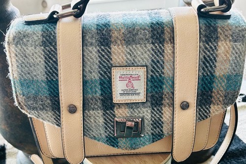 Islander UK Harris Tweed Mini Satchel Handbag in Blue Tartan